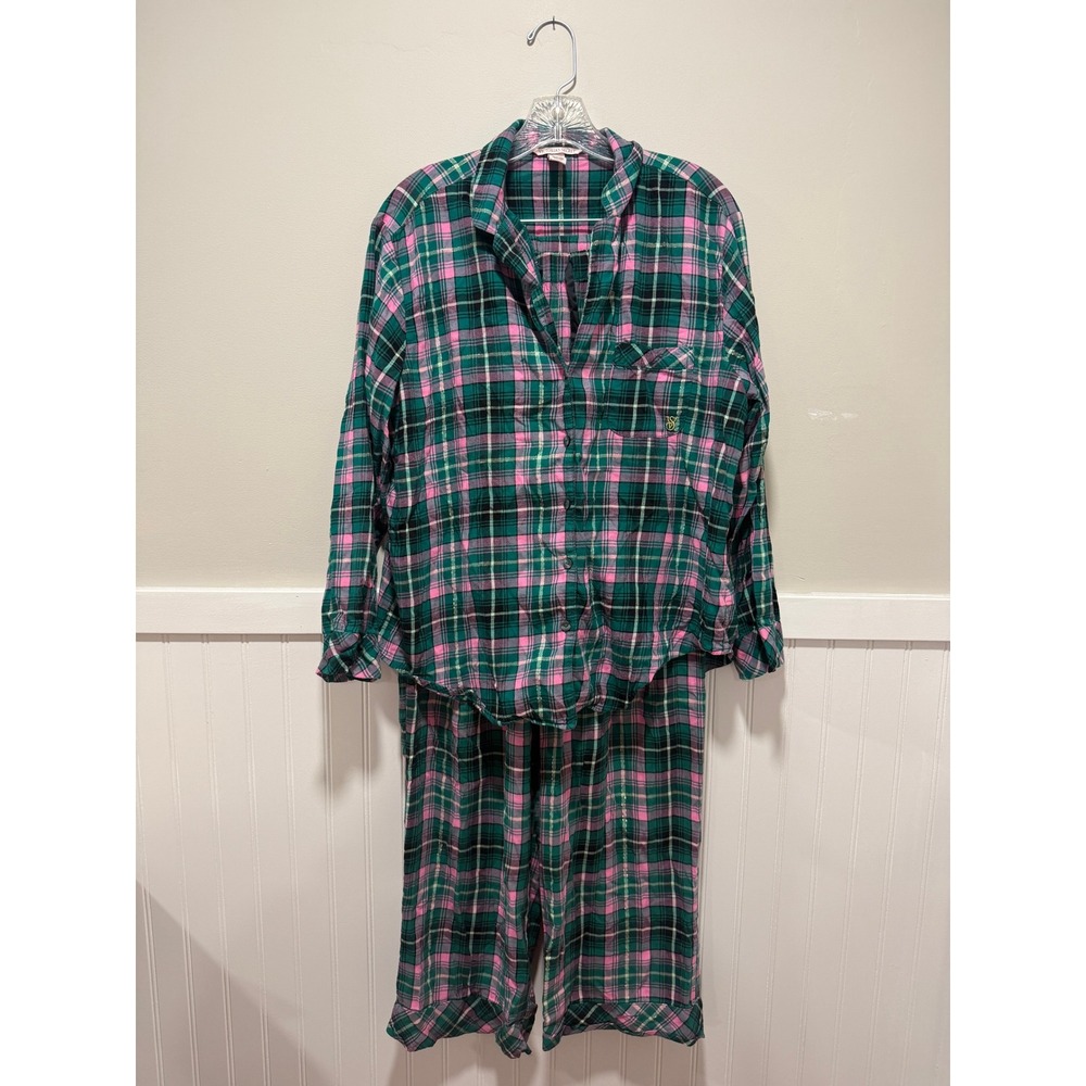 Victoria's Secret Pajama Set Plaid Soft Cozy Preppy Women Size Medium